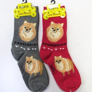2 Pairs Women's Socks Pomeranian Dog Print Foozy's Fun Novelty Gift